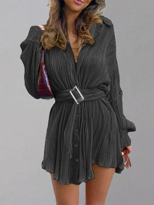 'Amara' Button Up Dropped Shoulder Shirt Dress - Celes Fashion